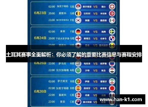 土耳其赛事全面解析：你必须了解的重要比赛信息与赛程安排