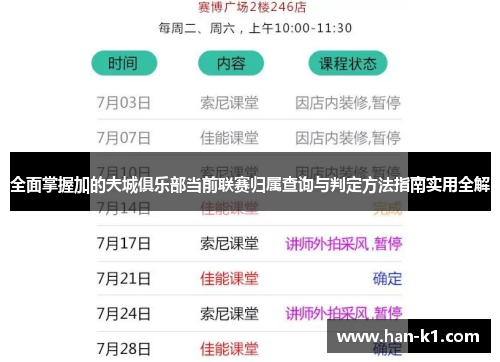 全面掌握加的夫城俱乐部当前联赛归属查询与判定方法指南实用全解
