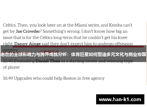 老詹的全球影响力与跨界成就分析:体育巨星如何塑造多元文化与商业帝国 老詹的全球影响力与跨界成就分析:体育巨星如何塑造多元文化与商业帝国